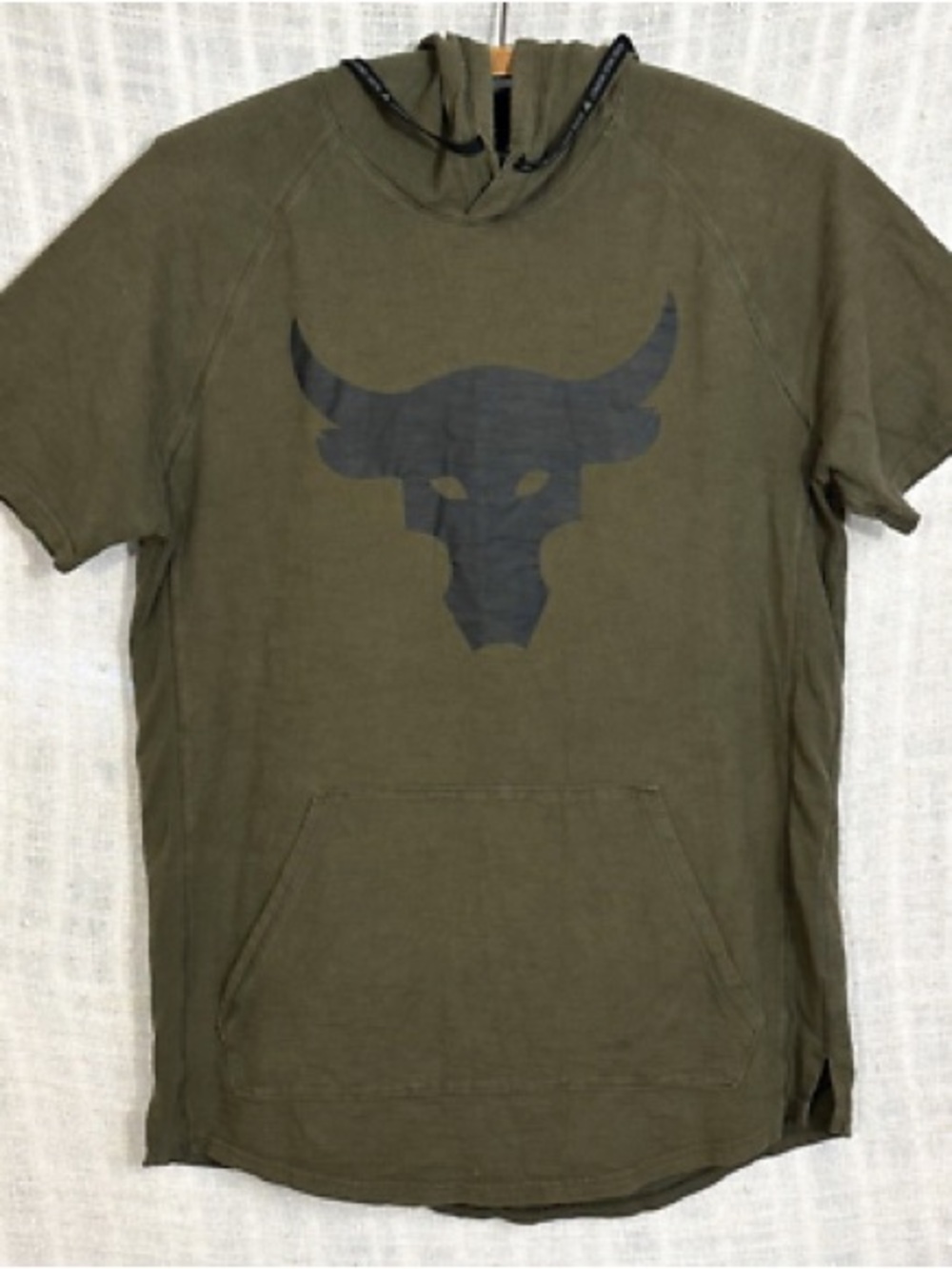 Under Armour Project Rock Men's Large Charged Cotton Green S/S Hoodie T-Shirt - Picture 2 of 10